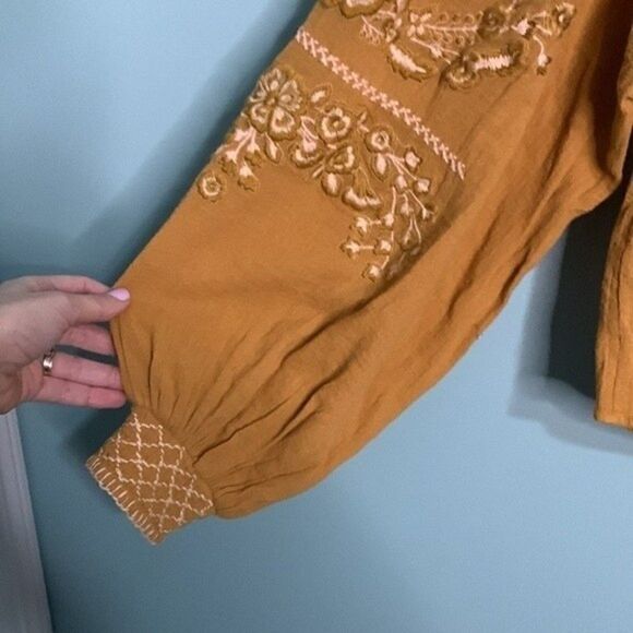 Free People Notting Hill Embroidered Peasant Top NWT - Picture 4 of 9